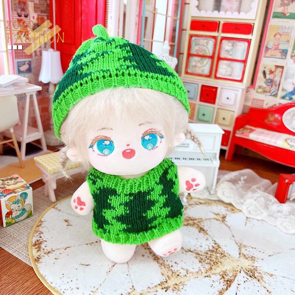 1 Bộ Quần Áo Len Cotton 20cm Họa Tiết Dưa Hấu Dễ Thương Cho Búp Bê