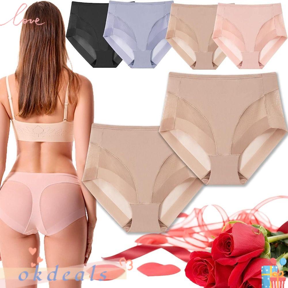 Quần Lót Nâng Mông Plus Size Bằng Lụa Lạnh Co Giãn Cao Không Đường May Cho Nữ