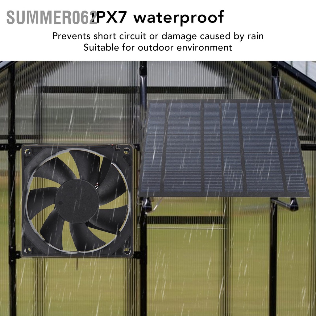 Summer062 Quạt Năng Lượng Mặt Trời Giảm Nhiệt Độ Ẩm IPX7 Chống Nước Cho Chuồng Gà Nhà Kính Thú Cưng
