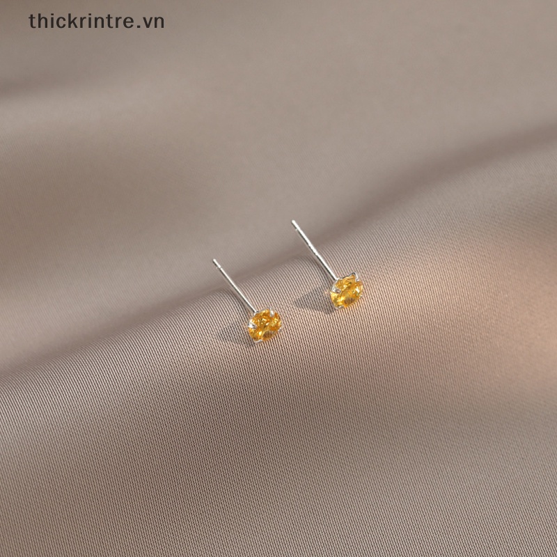 Khuyên Tai Tròn Mạ Bạc 925 Đính Đá Zircon Phong Cách Cổ Điển