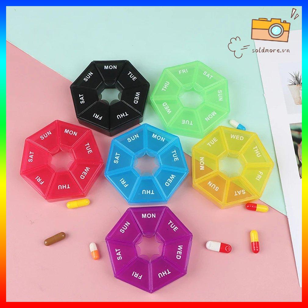 7 Lưới Hộp Đựng Thuốc Nhựa 7 Ngày Hộp Kẹo Lưu Trữ Di Động Du Lịch Viên Người Tổ Chức Viên Đựng Thuốc Hộp Đựng