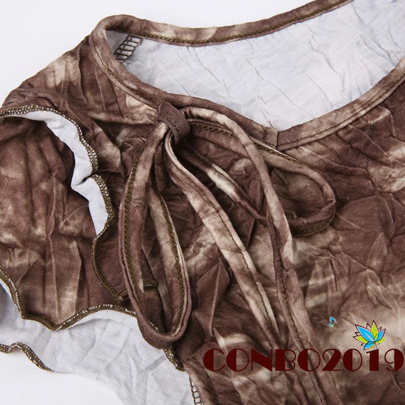 Áo Thun Nữ Ngắn Tay In Màu Loang Và Họa Tiết Thời Trang