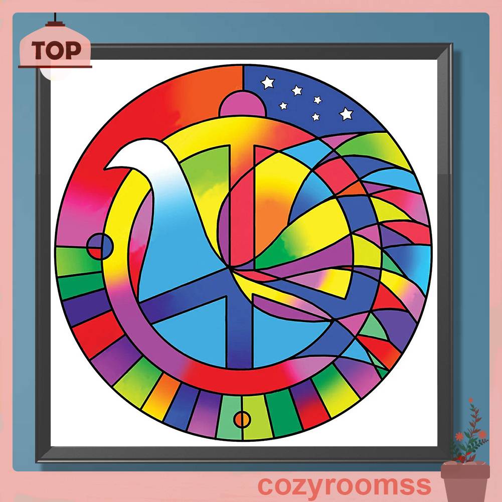 Bộ Tranh Đính Đá 5D Họa Tiết Hòa Bình Độc Đáo DIY Dùng Trang Trí