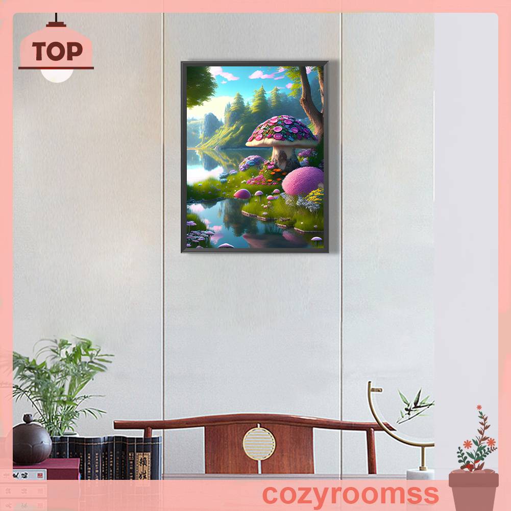 Tranh Đính Đá Kim Cương Toàn Bộ 5D DIY Hình Vẽ Cây Nấm