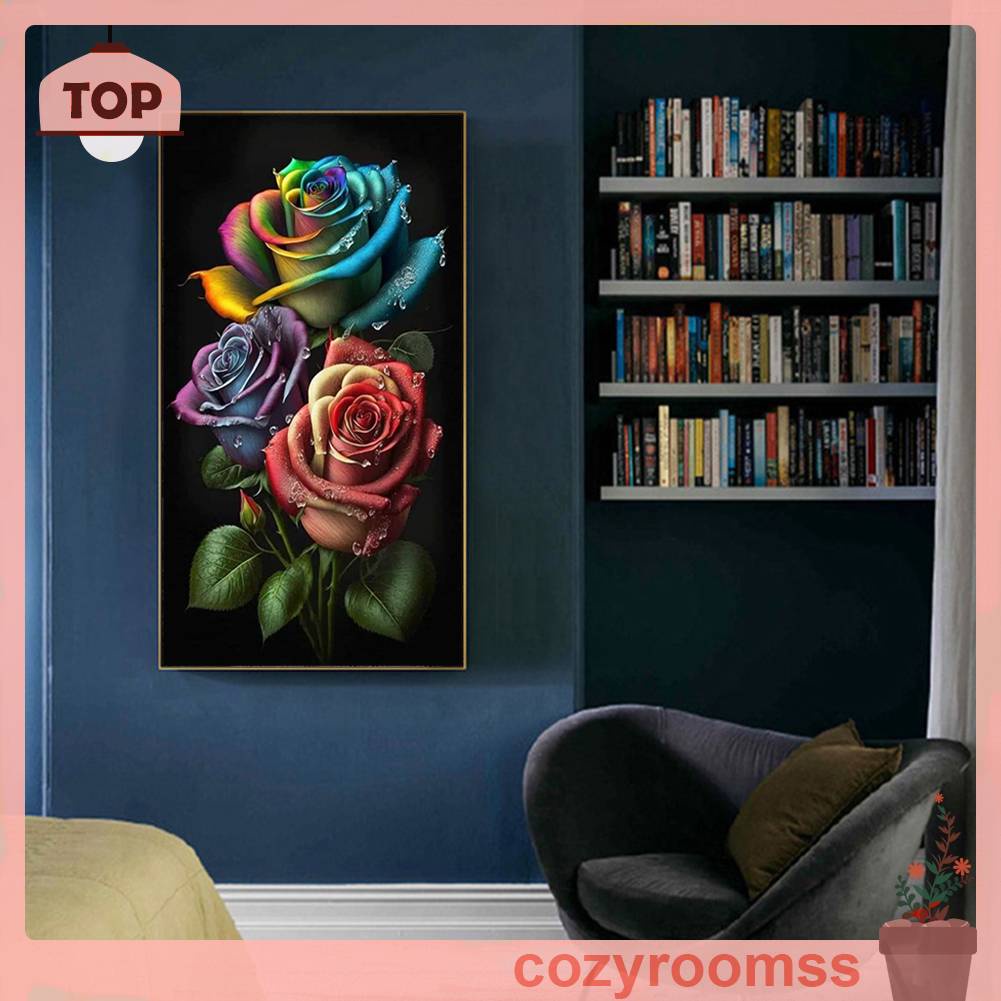 Tranh Đính Đá Kim Cương Toàn Bộ 5D DIY Hình Vẽ Hoa Hồng