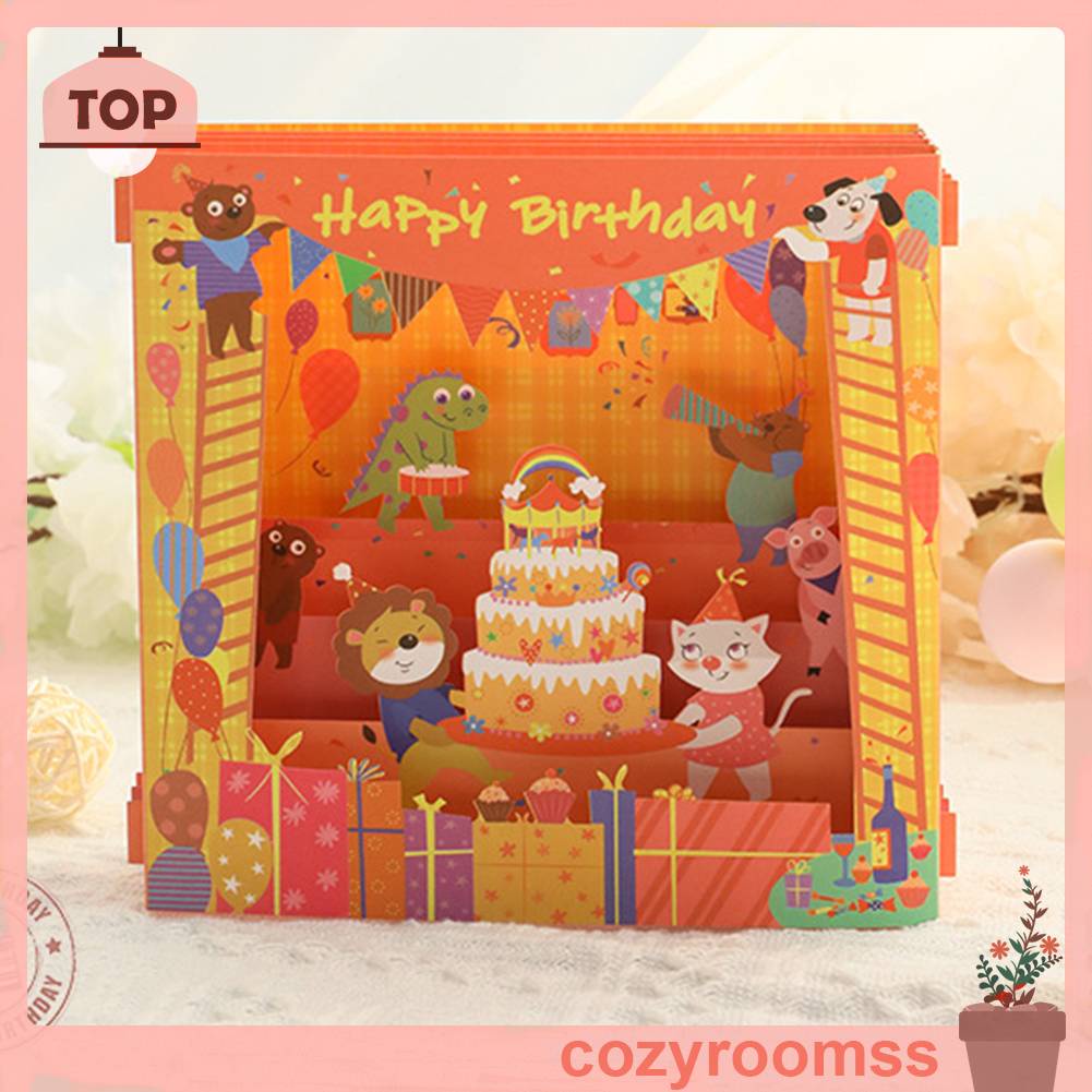 Thiệp Chúc Mừng Sinh Nhật 3D Hình Hoạt Hình Đáng Yêu