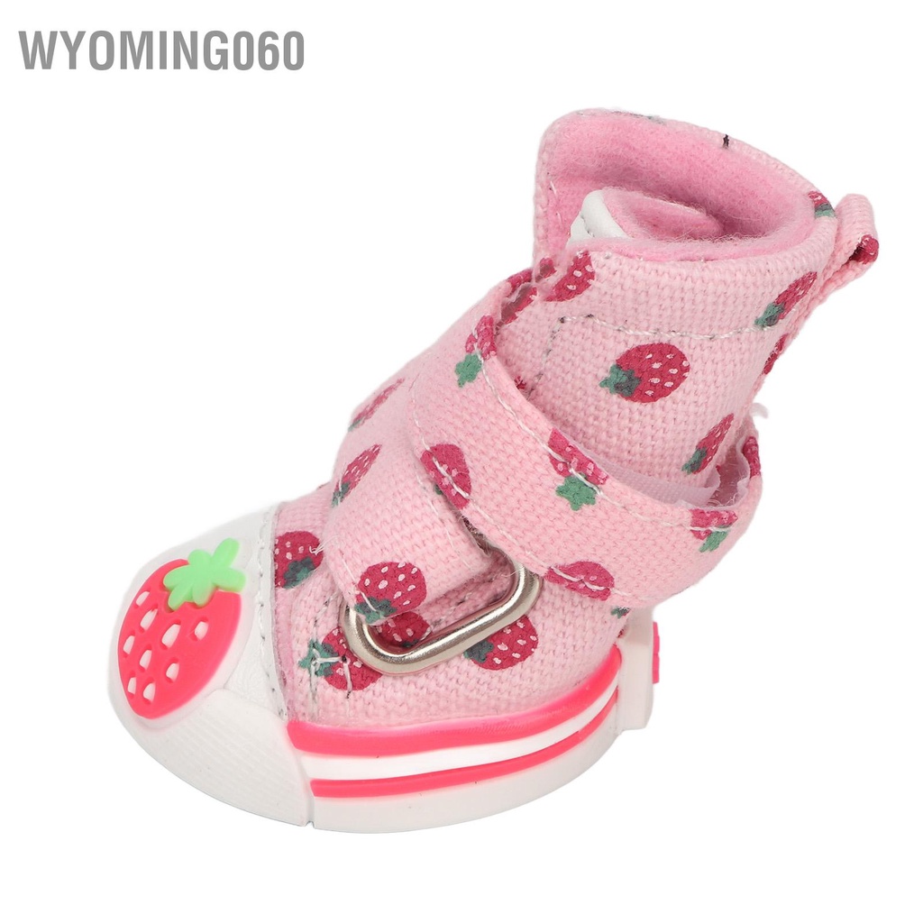 Wyoming060 Giày Cho Chó Chống Trơn Trượt Vải Thoáng Khí Dâu Dễ Thương Nhỏ Teddy Bichon Pomeranian