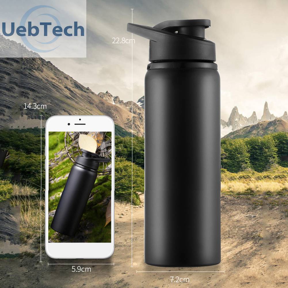 Bình Nước Thể Thao Bằng Thép Không Gỉ Màu Đen