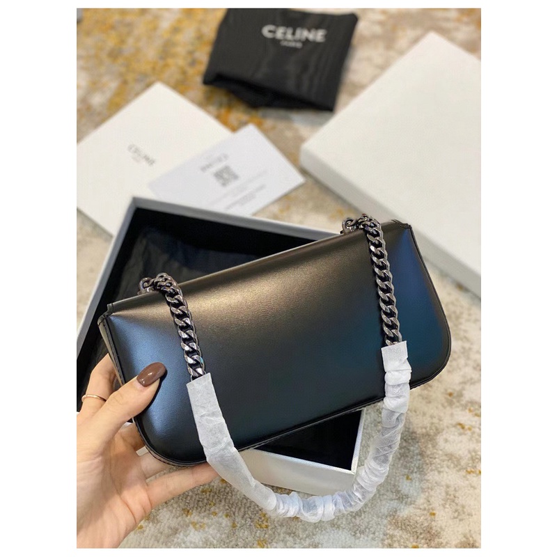 Túi Xách Đeo Vai Màu Đen Phối Dây Xích Thời Trang Dành Cho Nữ