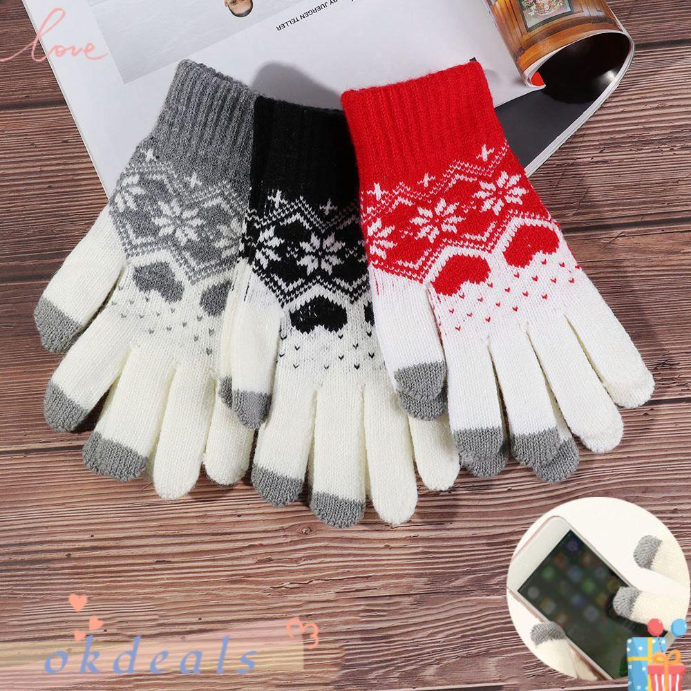 OKDEALS Găng Tay Dệt Kim Dày Dặn Bảo Vệ Toàn Diện Màn Hình Cảm Ứng Cho Nữ