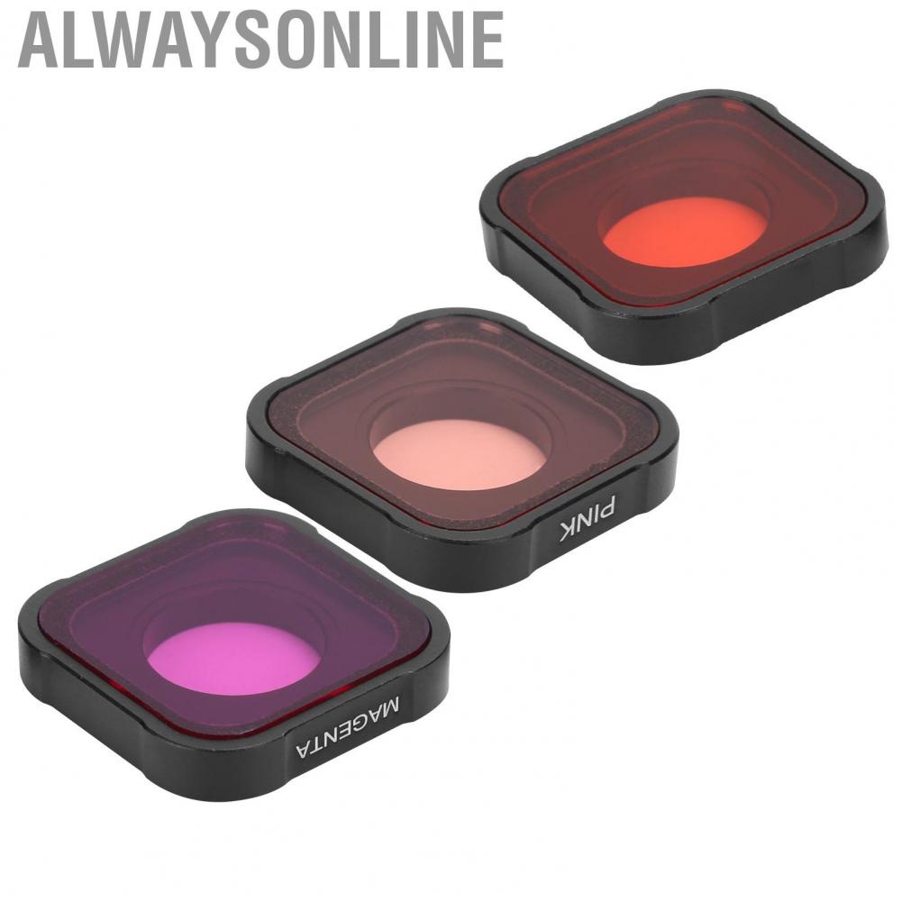 Alwaysonline Junestar Diving Filter Set 3 in 1 Red/Pink/Purple Color Replacement Lens Protector for GoPro Hero 9