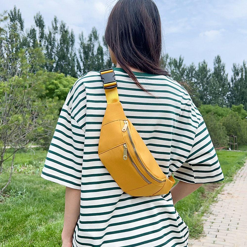 MIHAN1 Túi Đeo Hông Vải Oxford Màu Sắc Trơn Phong Cách Thể Thao Thời Trang