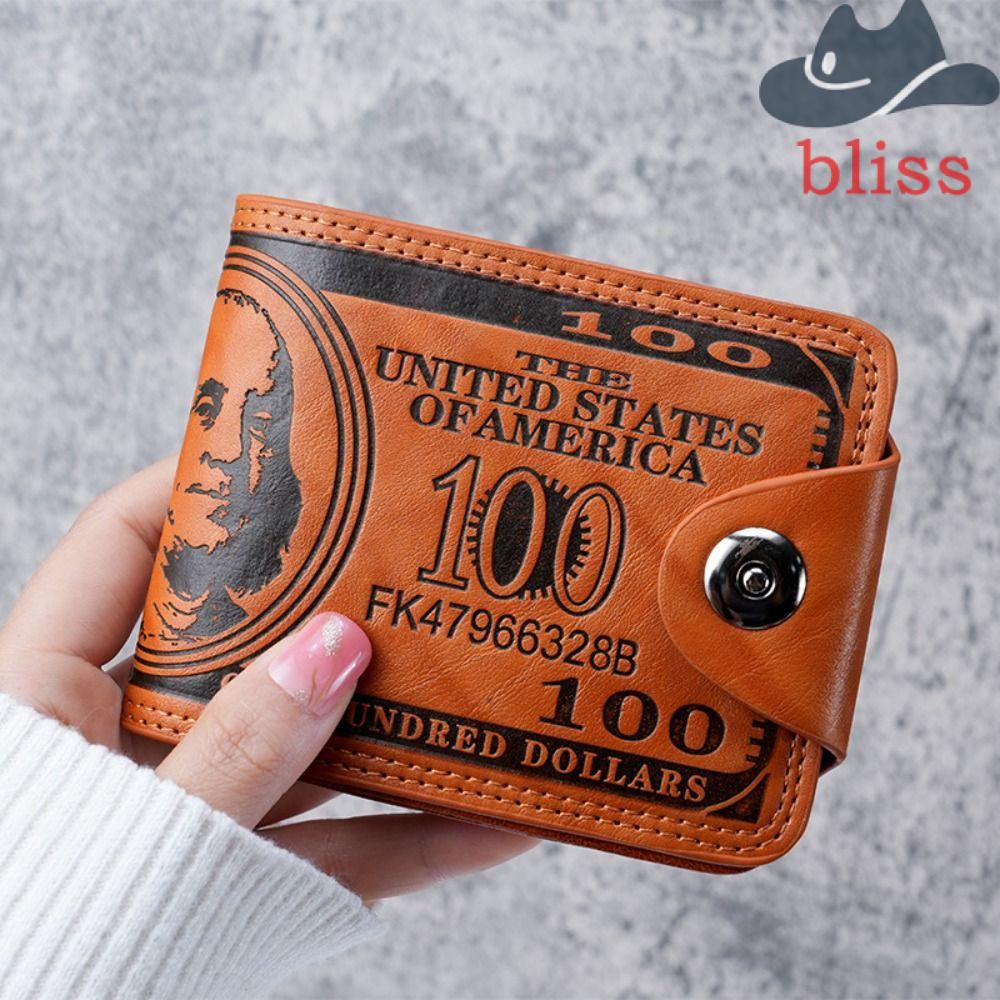 Ví Da PU Sức Chứa Lớn Có Khóa Cài Họa Tiết Đồng Đô La Mỹ Cho Nam