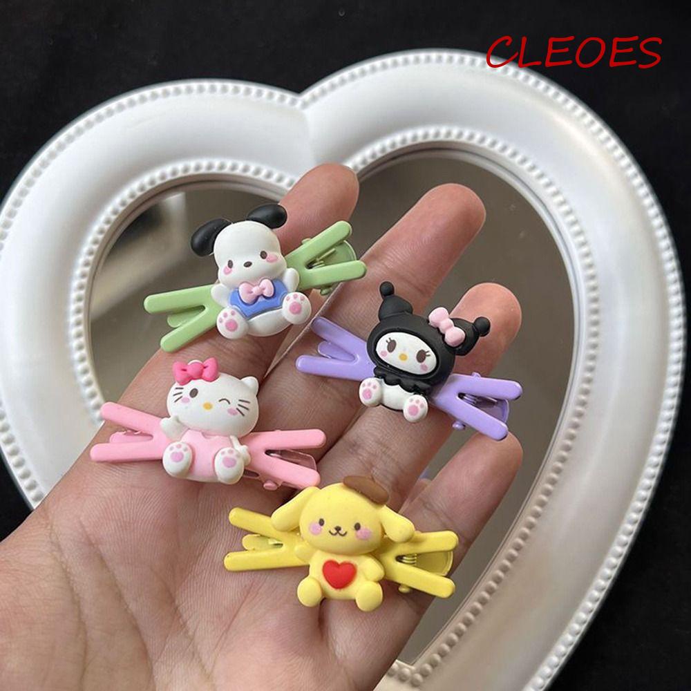 CLEOES Kẹp Tóc Hình Hoạt Hình Kuromi My Melody Cinnamoroll Dễ Thương Cho Nữ
