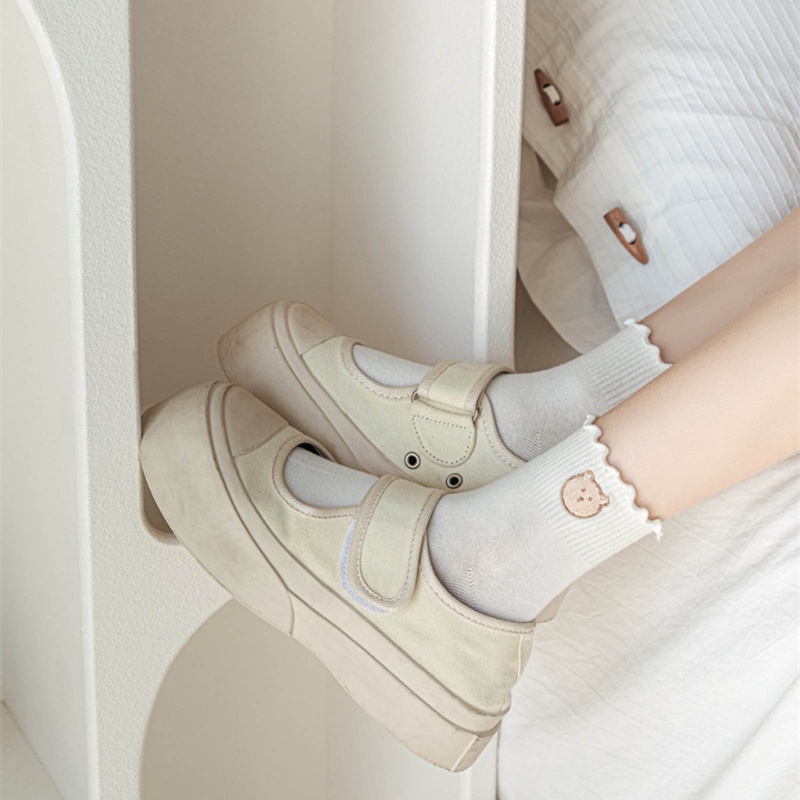 Xixi Đôi Tất Chân Cotton Trang Trí Ren Thời Trang Cho Nữ