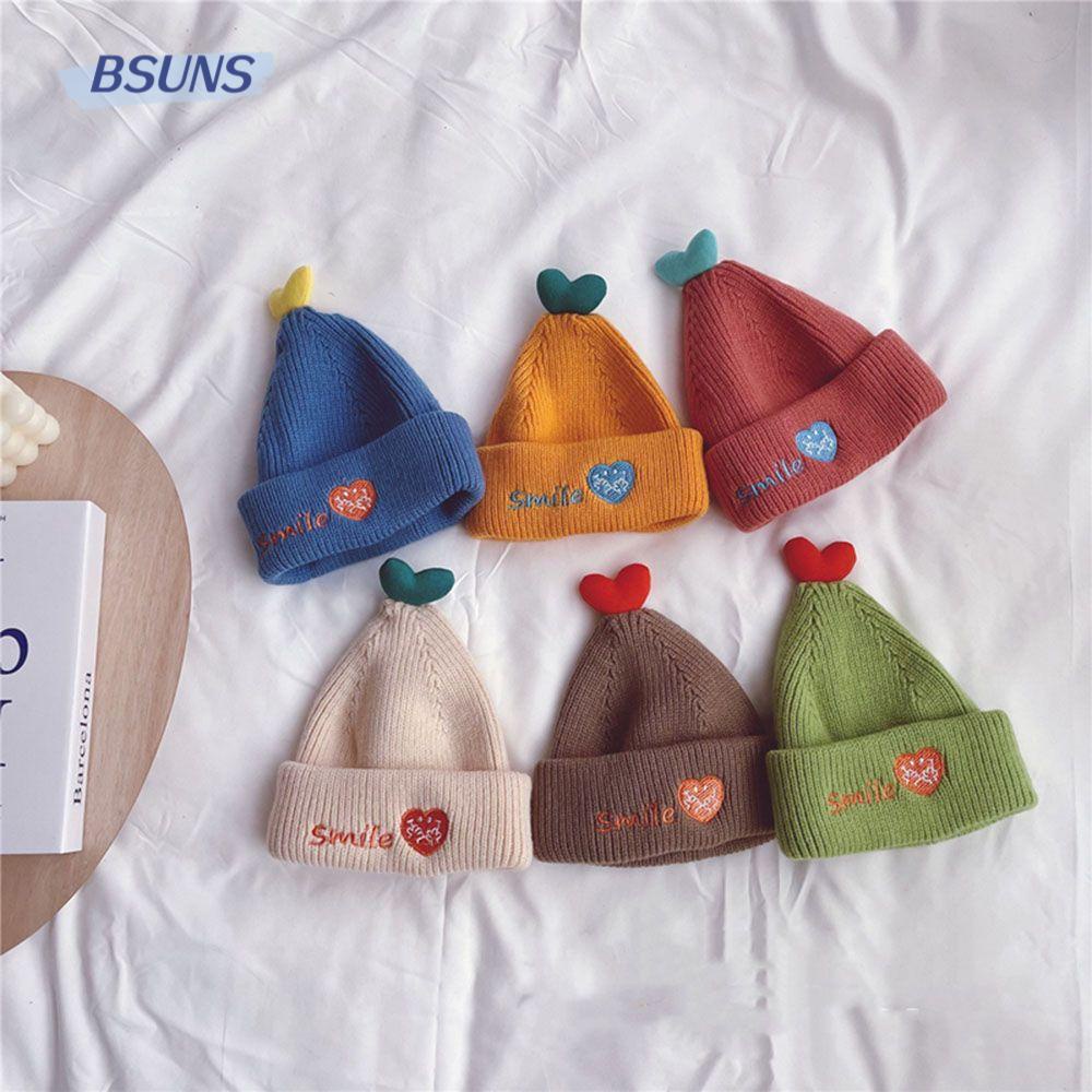 BSUNS Mũ Len Mềm Mại Hình Trái Tim Thời Trang Thu Đông Cho Bé