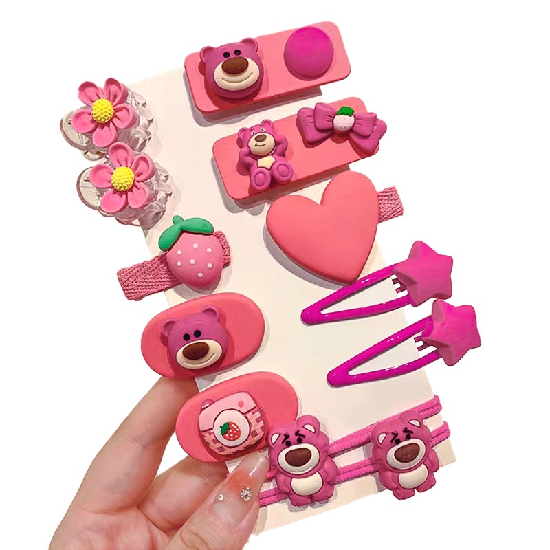 Set 12 Kẹp Tóc Màu Kẹo Ngọt Họa Tiết Hoạt Hình Dễ Thương Cho Bé Gái
