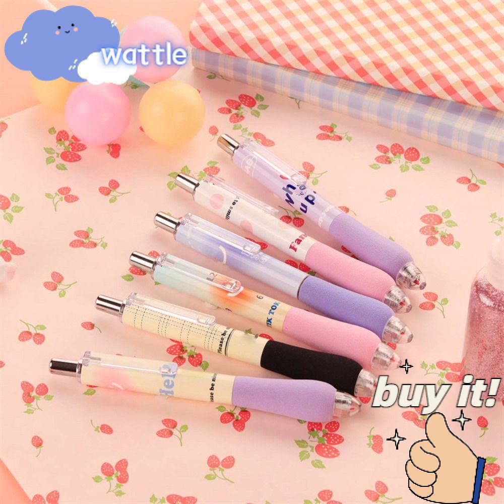 WATTLE Set 6 Bút Mực Đen Ngòi 0.5mm Sáng Tạo
