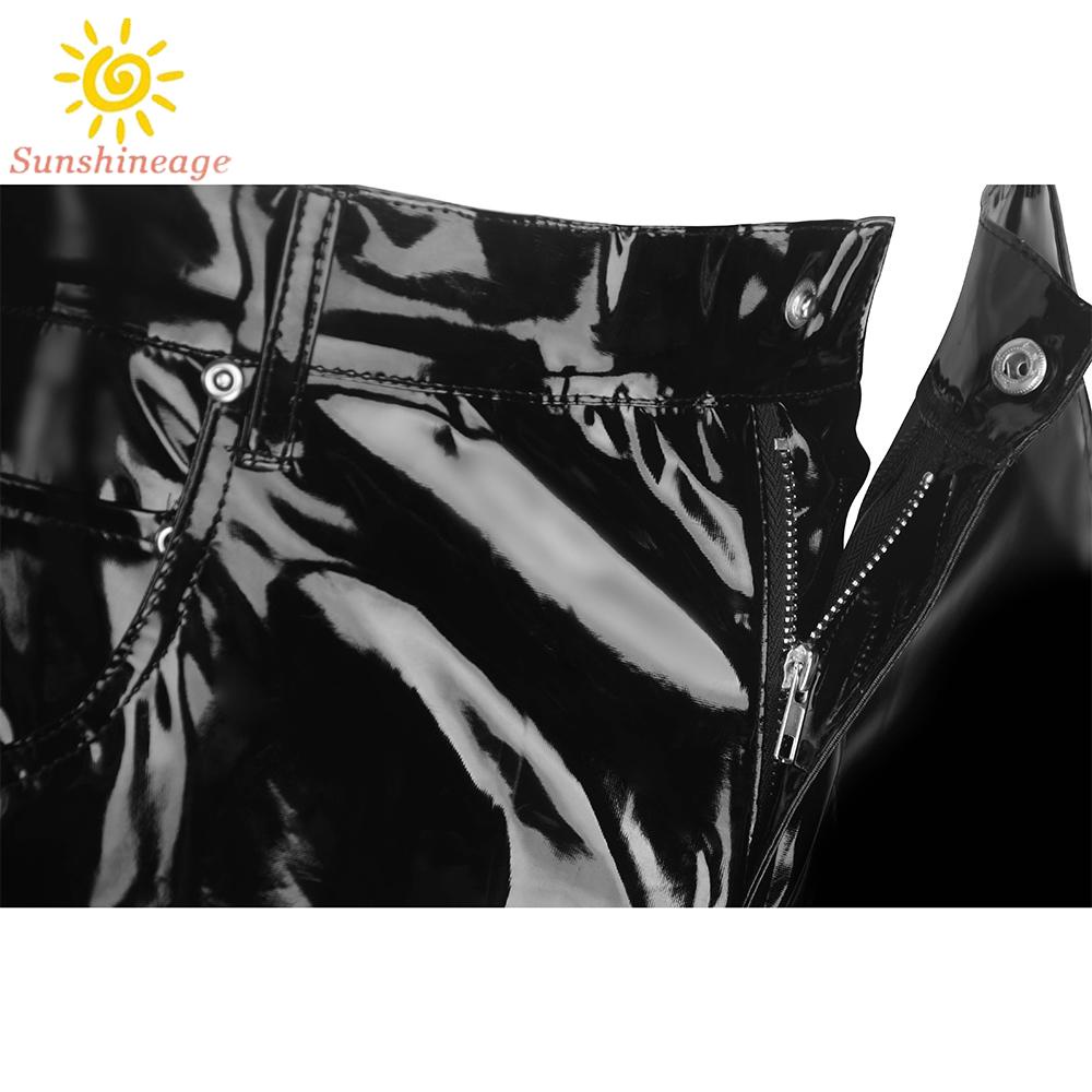 Quần Da Giả Phối Latex PVC Thời Trang Đi Hộp Đêm Cho Nam