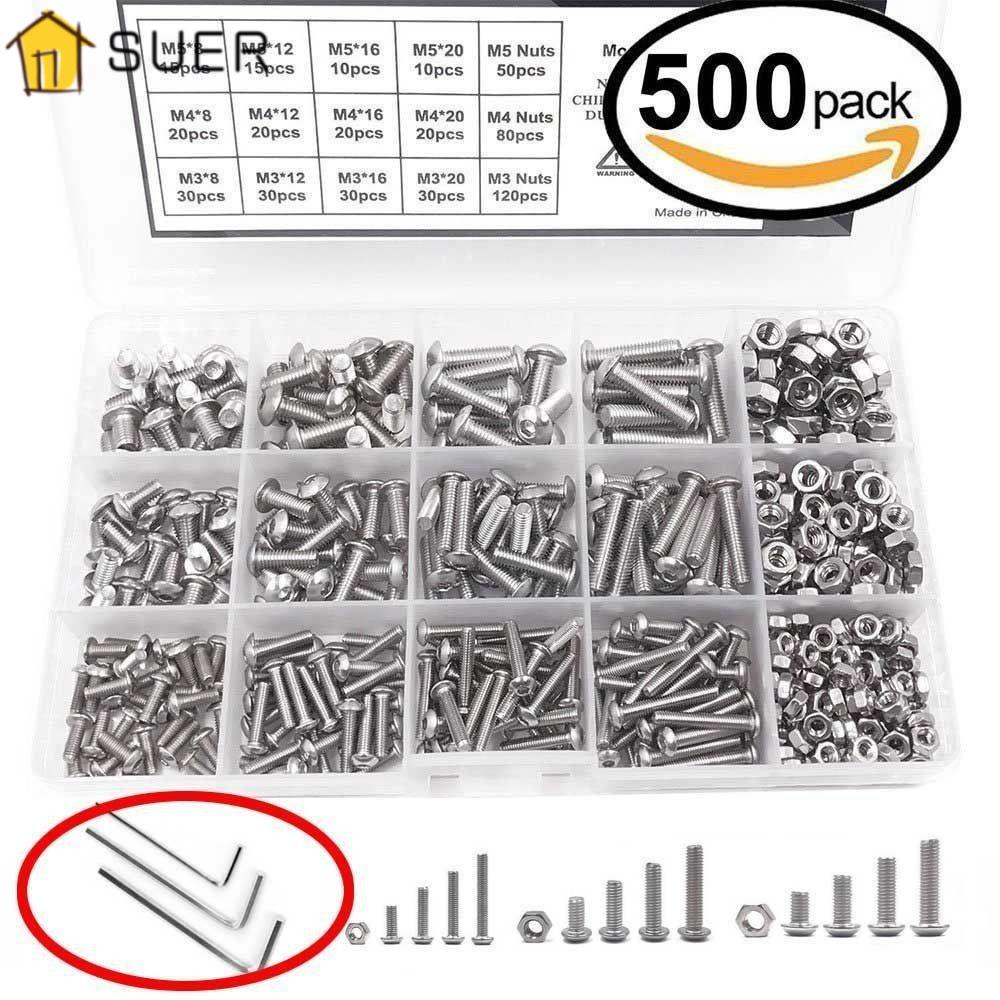 Bộ 500 Bu Lông Và Đai Ốc M3 M4 M5 Đầu Ổ Cắm Bằng Thép Không Gỉ 304 Gắn Tay Cầm Cửa