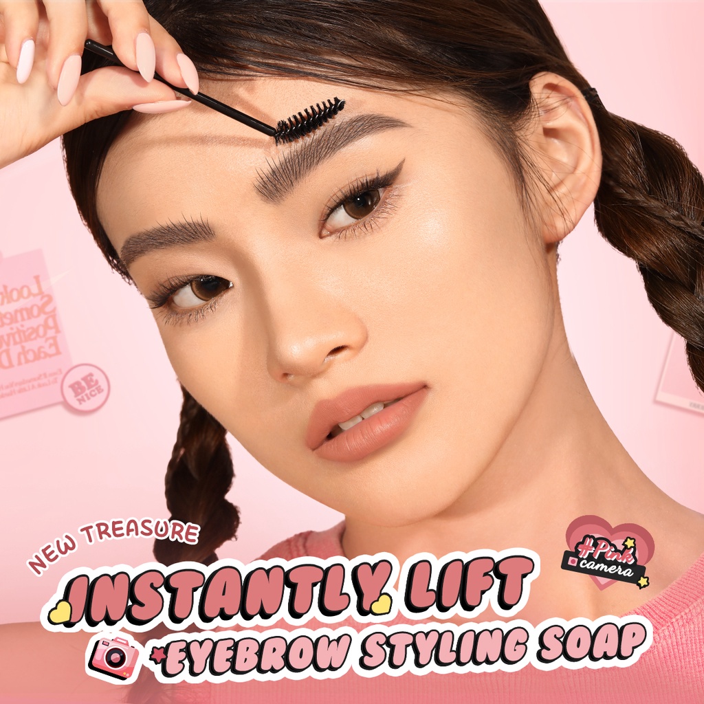 Xà Phòng Tạo Kiểu Lông Mày 3D Trọng Lượng Nhẹ Không Dính 90 Độ Kèm Cọ Linh Hoạt PINKFLASH