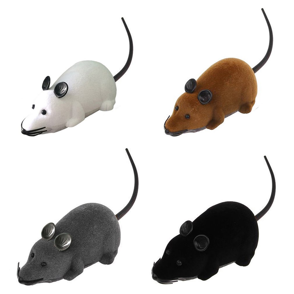 =Christmas=RC Wireless Rotation Mouse Electronic Rat Toy Flocking Tricky Mouse Toy