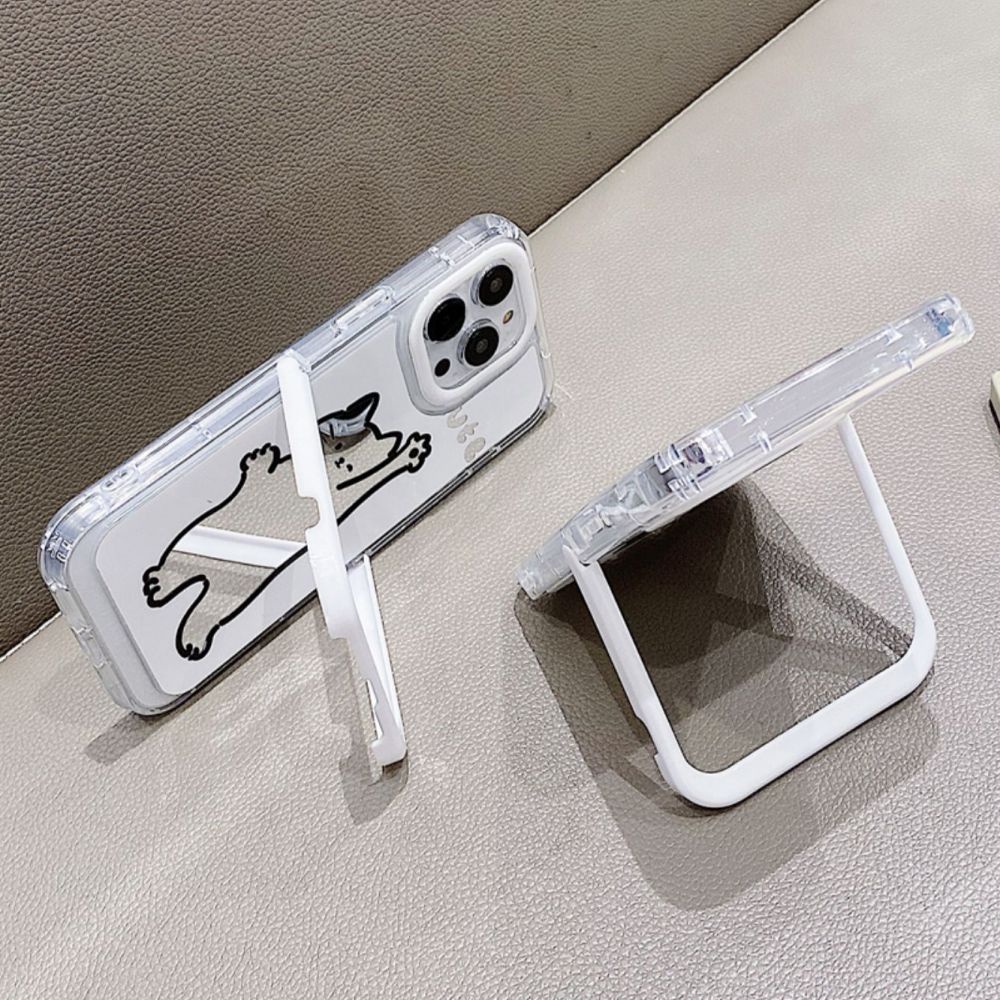 Ốp Điện Thoại TPU Mềm Chống Sốc Có Giá Đỡ Ẩn In Hình Mèo Hoạt Hình Dễ Thương Cho IPhone 11 12 13 14 Pro Max