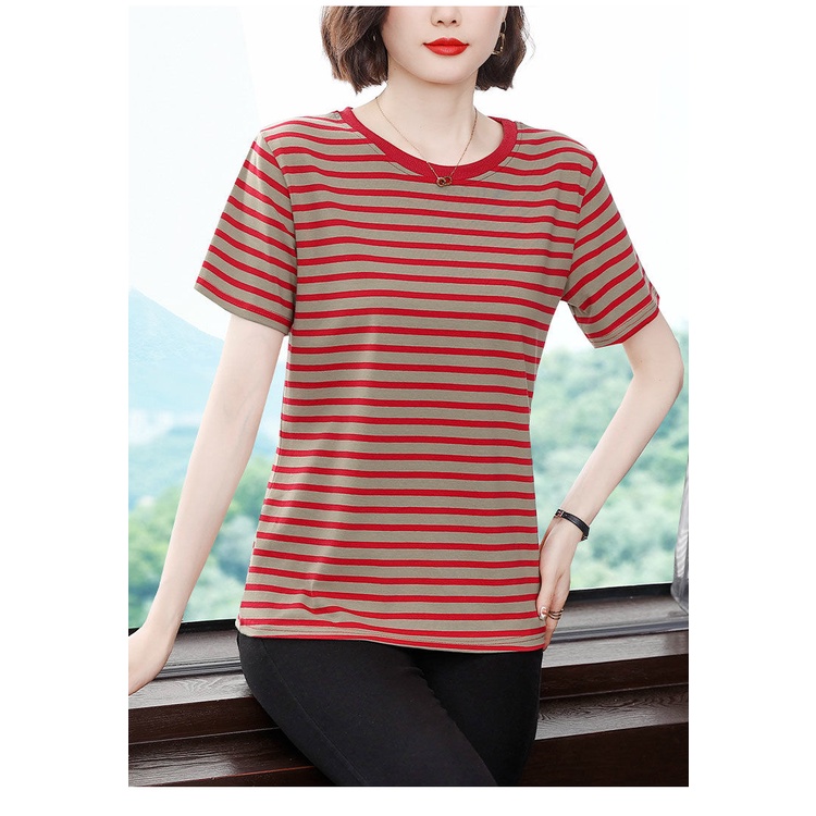 Áo Thun Ngắn Tay Dáng Rộng Thời Trang Mùa Hè Cho Phụ Nữ Trung Niên