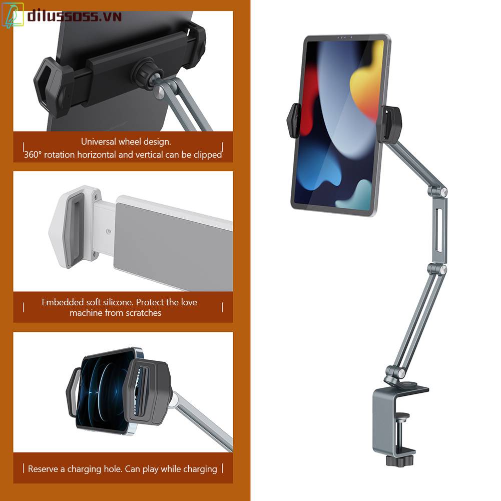 Giá Đỡ Điện Thoại 4-13Inch Xoay 360 Độ Kẹp Điều Chỉnh Linh Hoạt Tiện Dụng