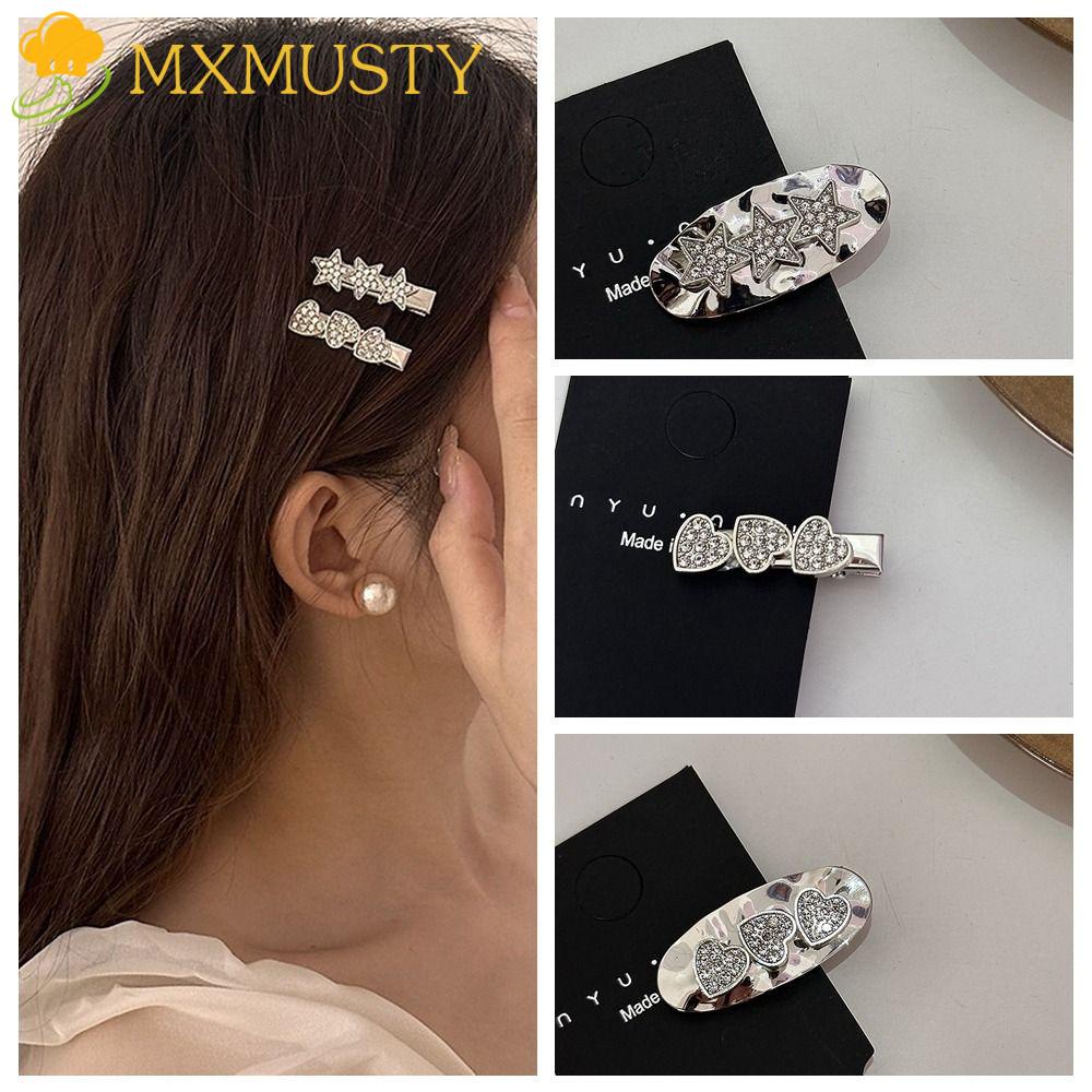 Kẹp Tóc Mái Bằng Kim Loại Hình Trái Tim Màu Bạc Cho Nữ