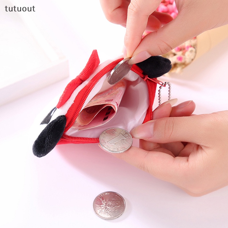 Ví Đựng Tiền Xu Phủ Lông Mềm Mại Có Khóa Kéo Họa Tiết Hoạt Hình Dễ Thương Cho Bé Gái