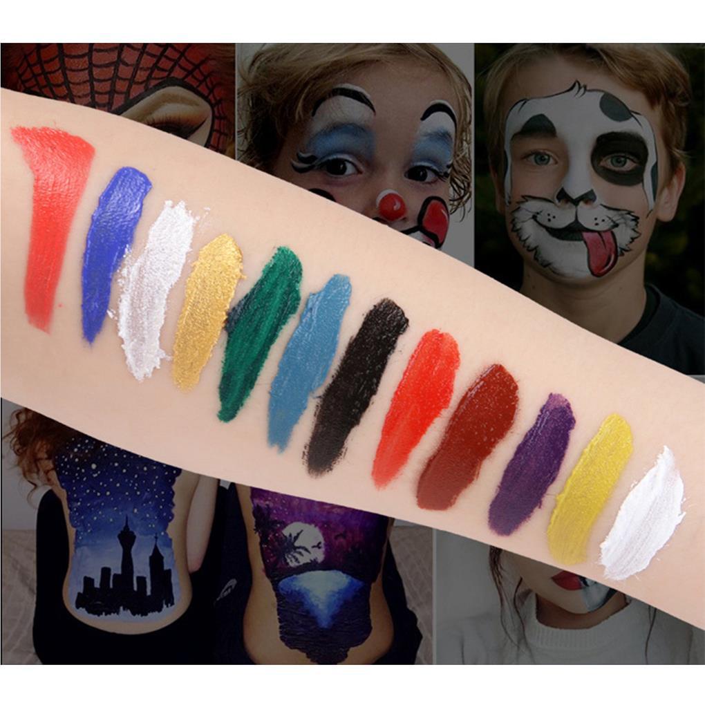 Bảng Màu Sơn Dầu 12 Màu Nghệ Thuật Cơ Thể Trang Điểm Tiệc Halloween