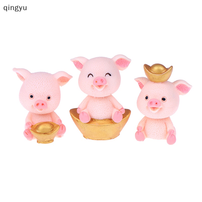 Qingyu Tượng Heo Thần Tài Trang Trí Tiểu Cảnh Sân Vườn Thu Nhỏ