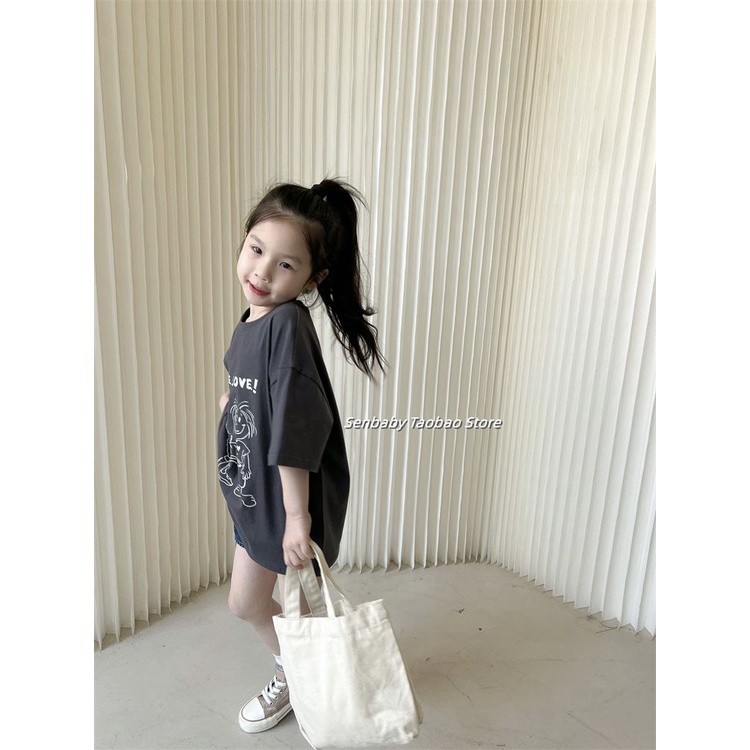 Hàng Mới Về Áo Thun Tay Ngắn Cổ Tròn In Họa Tiết Hoạt Hình Phong Cách Hàn Quốc Thời Trang Mùa Hè Cho Bé Gái