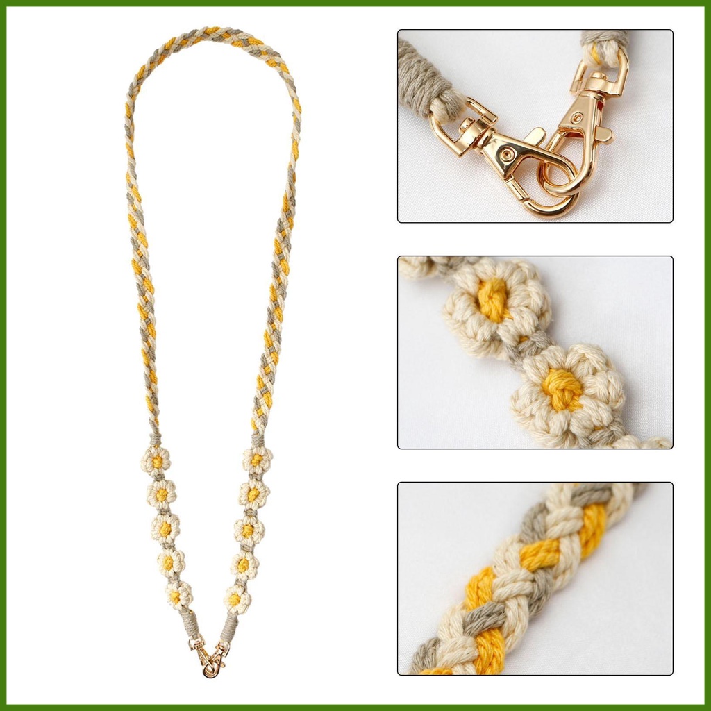 Dây Đeo Điện Thoại Bằng Cotton Dệt Tay Họa Tiết Hoa Cúc Nhỏ Xinh