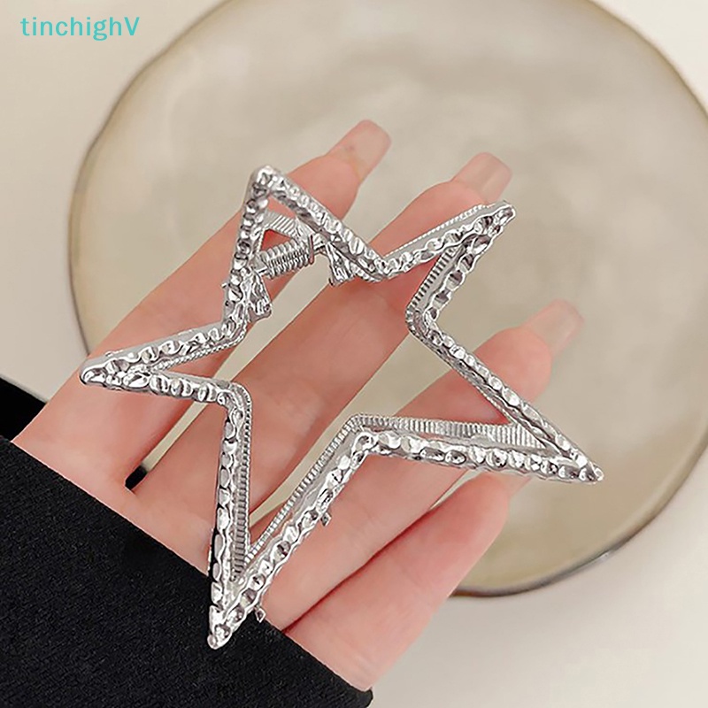 [TinchighV] Kẹp Tóc Móng Vuốt Hình Ngôi Sao Năm Cánh Trái Tim Nhỏ Bằng Kim Loại Nhám Rỗng [Mới]