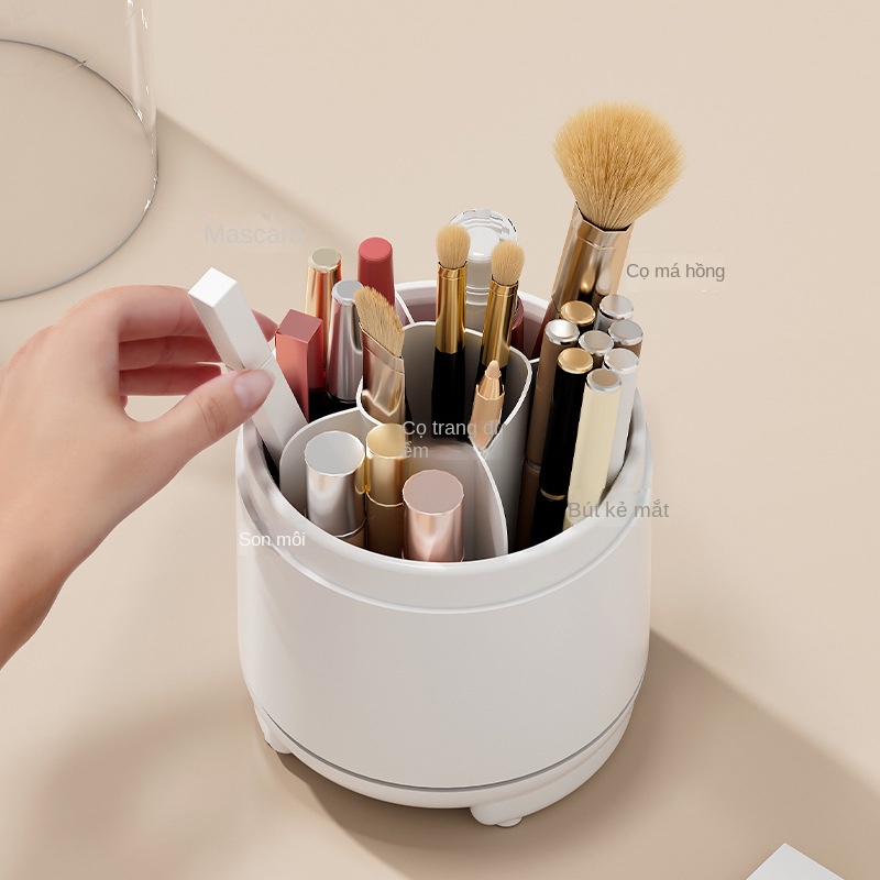 Kệ Đựng Cọ Trang Điểm Trong Suốt Hình Gấu Dễ Thương Có Nắp Đậy Giá Đỡ