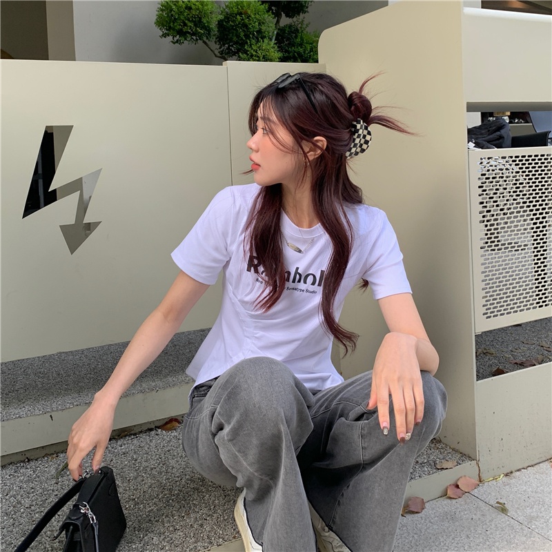 Áo Thun Crop Top Tay Ngắn Cổ Thuyền SUXI Phong Cách Vintage Thời Trang Mùa Hè Dành Cho Nữ