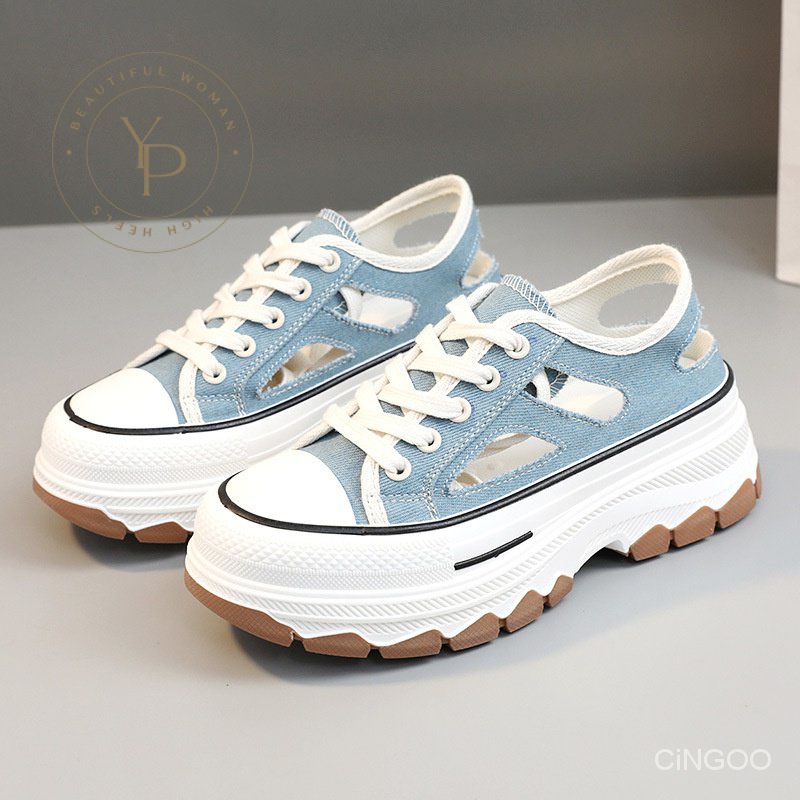 Giày Vải Canvas Br312 Thời Trang Mùa Hè 2023 Đế Dày Tăng Chiều Cao Thoáng Khí Phong Cách Mới Cho Nữ