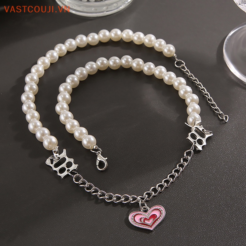 Vòng cổ Mặt Hình Đầu Lâu Đính Ngọc Trai Phong Cách Hip Hop Steampunk VASTJI Y2K