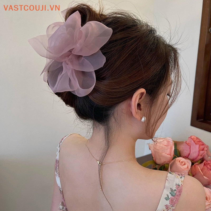 Kẹp Tóc Đính Nơ Lưới Thời Trang Nữ Tính