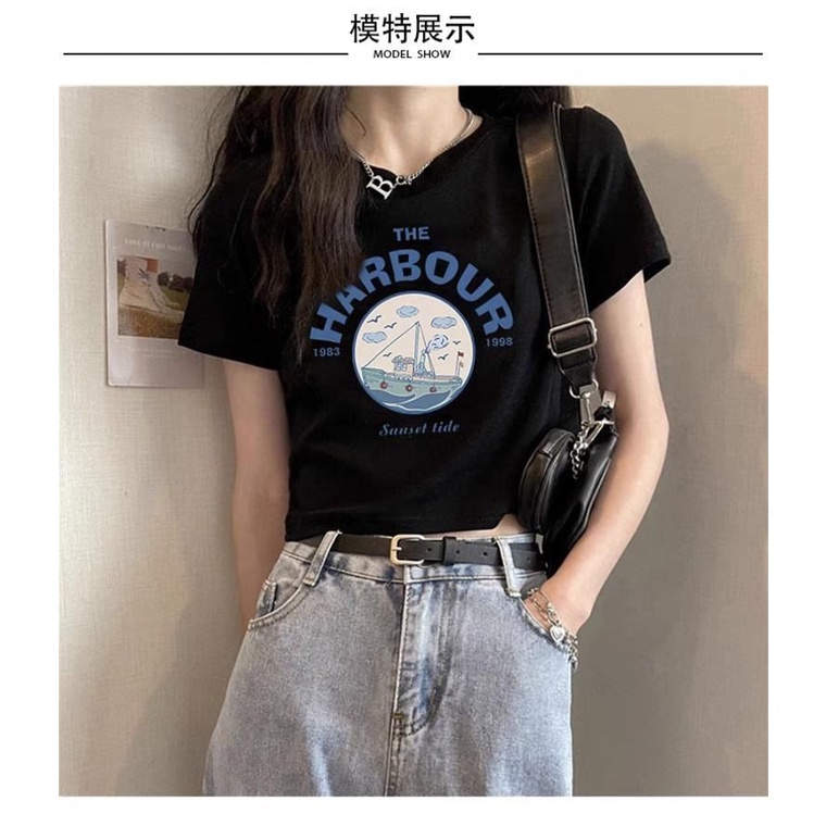 Y2k Áo Baby Tee Thun Croptop Nữ  Tay Ngắn Hở Vai Dáng Ôm Phong Cách Mùa Hè Mới