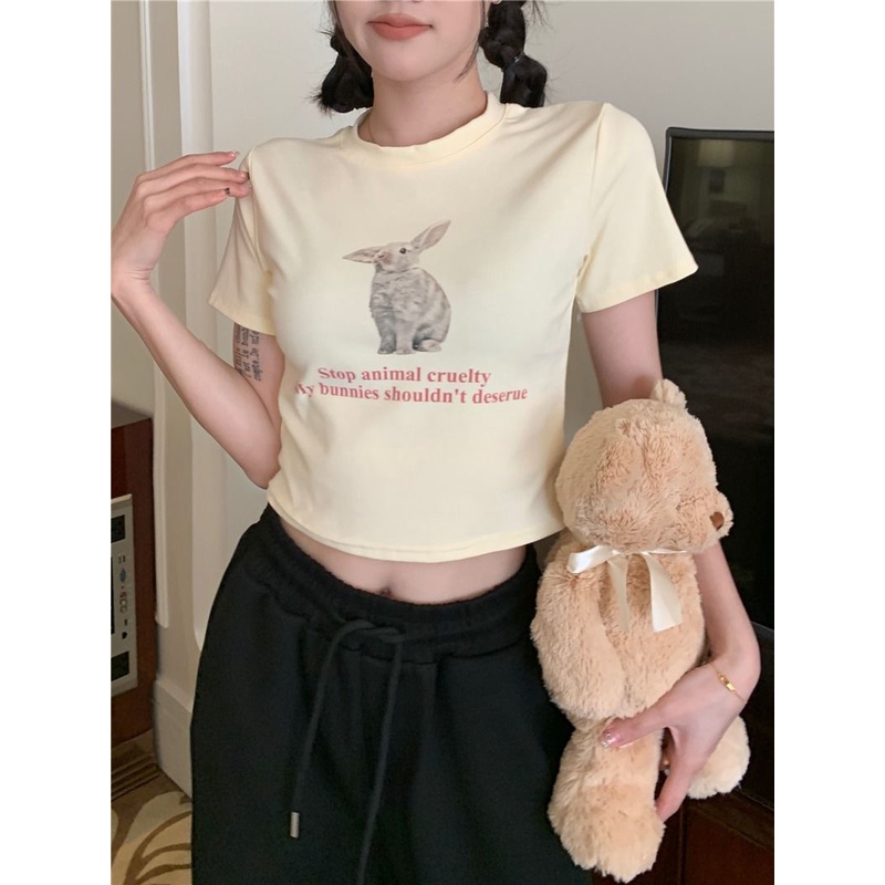Y2k Áo Baby Tee Thun Croptop Nữ  Tay Ngắn Dáng Ôm Hở Vai In Họa Tiết Thời Trang Mùa Hè Mới Cho Nữ