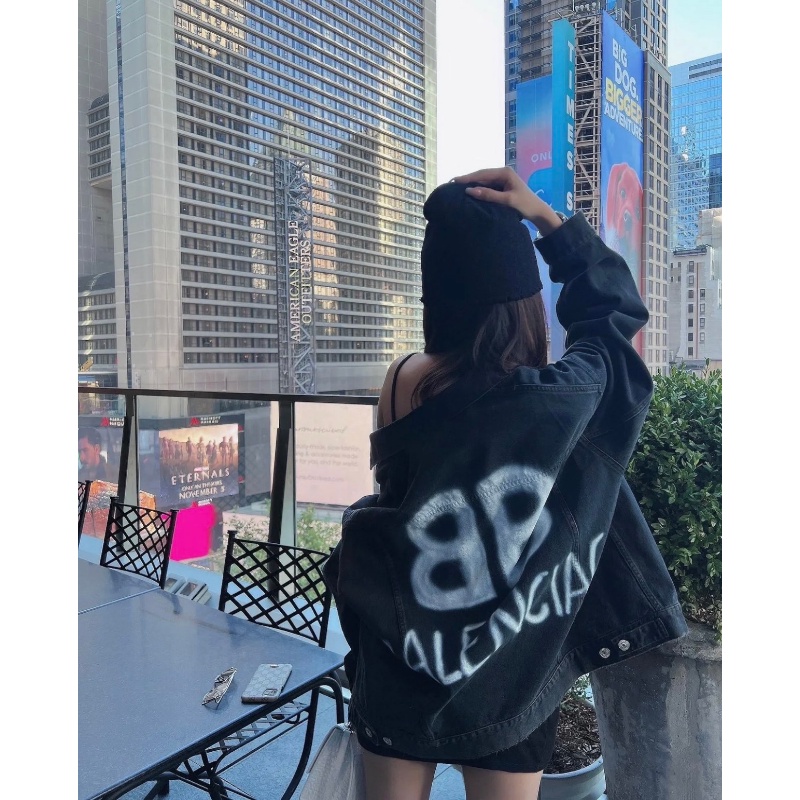 ❤️❤️Hàng Có Sẵn!❤️❤️ Áo Khoác Jean Balenciaga Thời Trang Cá Tính Cho Nam Nữ