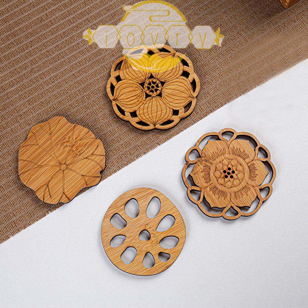 IVORY Tấm Lót Cốc Trà Bằng Tre Bền Bỉ Tiện Dụng