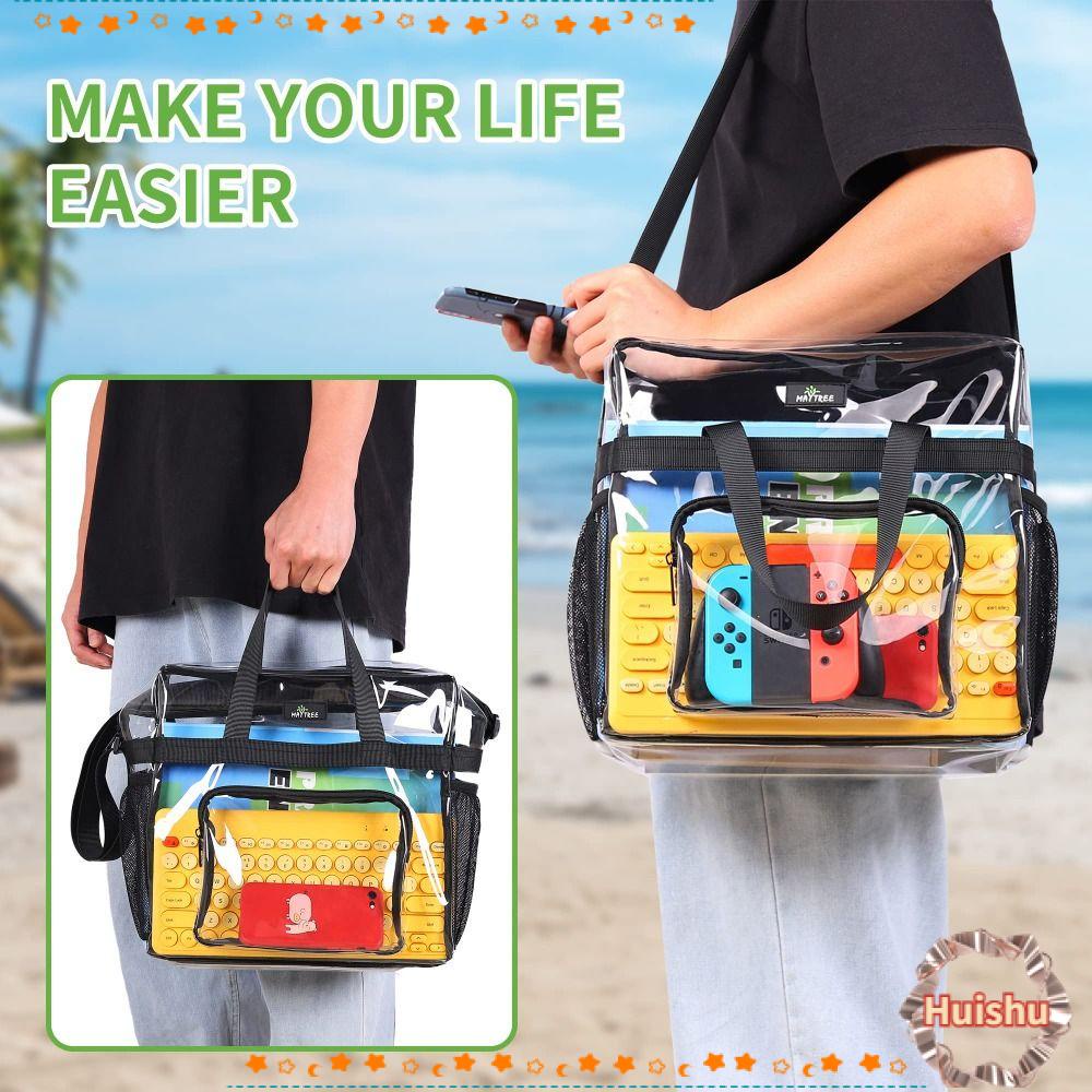 HS Túi Xách Đeo Vai / Xách Tay Bằng Nhựa PVC Màu Trong Suốt Sức Chứa Lớn Tiện Dụng Mang Theo Du Lịch