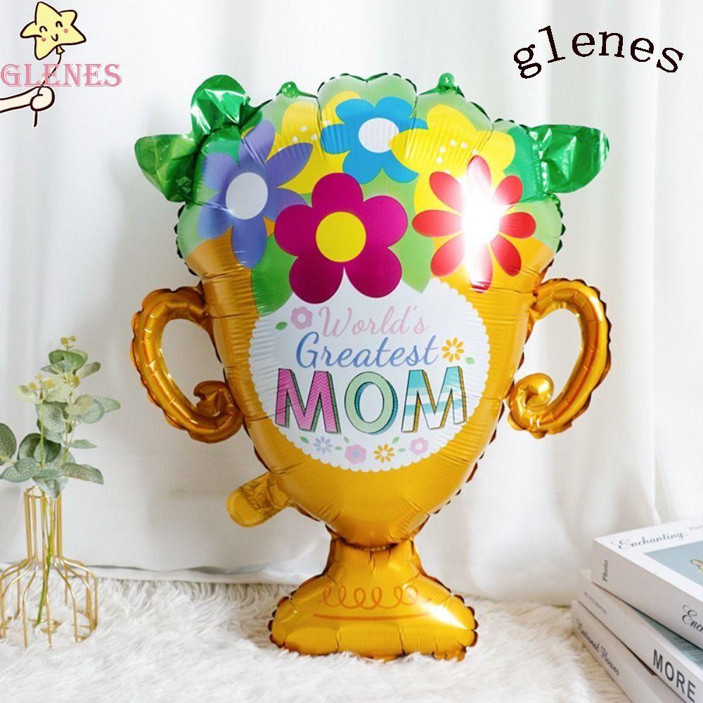 GLENES Bong Bóng Nhôm Bơm Hơi 20inch In Họa Tiết Hoa Dành Cho Ngày Của Mẹ 2023