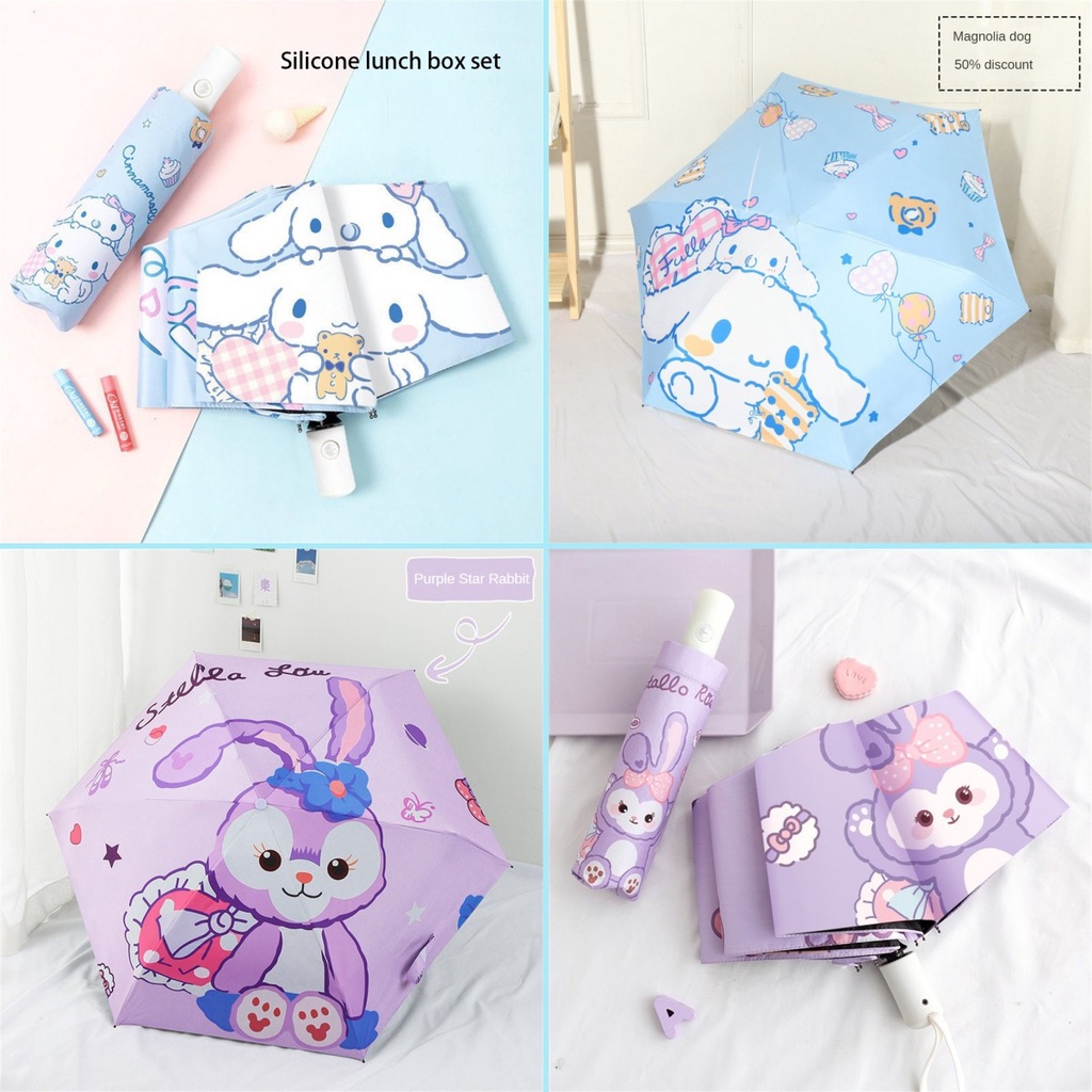 ♫ Ô Tự Động Cinnamoroll Chống Tia Cực Tím Sanrio Disney Stellalou Ô Gấp Tự Động Nắng Mưa Dù Kép