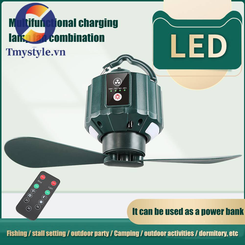 Quạt Mini Không Dây Tích Hợp Đèn Tín Hiệu 5200mAh Tiện Dụng Khi Đi Câu Cá / Cắm Trại