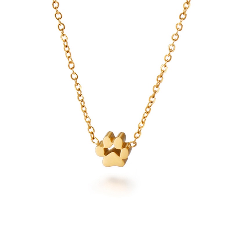 Ygt Vòng cổ Choker Bằng Thép Không Gỉ Mặt Hình Dấu Chân Chó Mèo Cho Nữ